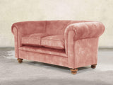 Jasper 2 Seat Chesterfield Sofa In Pink Blush Vintage Velvet