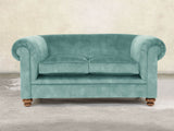 Jasper 2 Seat Chesterfield Sofa In Summer Mist Vintage Velvet