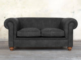 Jasper 2 Seat Chesterfield Sofa In Charcoal Soft 'n' Easy Leather