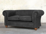 Jasper 2 Seat Chesterfield Sofa In Charcoal Soft 'n' Easy Leather