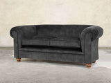 Jasper 3 Seat Chesterfield Sofa In Black Cat Vintage Velvet