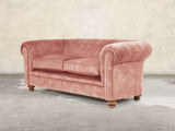 Jasper 3 Seat Chesterfield Sofa In Pink Blush Vintage Velvet
