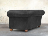 Jasper 3 Seat Chesterfield Sofa In Charcoal Soft 'n' Easy Leather