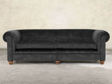 Jasper 4 Seat Chesterfield Sofa In Black Cat Vintage Velvet
