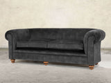 Jasper 4 Seat Chesterfield Sofa In Black Cat Vintage Velvet