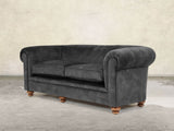 Jasper 4 Seat Chesterfield Sofa In Black Cat Vintage Velvet