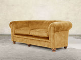 Jasper 4 Seat Chesterfield Sofa In Gold Vintage Velvet