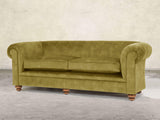 Jasper 4 Seat Chesterfield Sofa In Olive Vintage Velvet