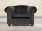 Jasper Chesterfield Chair In Black Cat Vintage Velvet