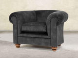 Jasper Chesterfield Chair In Black Cat Vintage Velvet