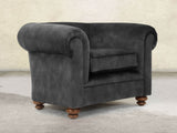 Jasper Chesterfield Chair In Black Cat Vintage Velvet