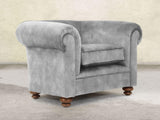 Jasper Chesterfield Chair In Dove Vintage Velvet