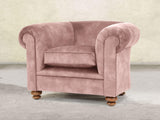 Jasper Chesterfield Chair In Dusky Pink Vintage Velvet