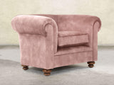 Jasper Chesterfield Chair In Dusky Pink Vintage Velvet