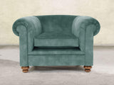 Jasper Chesterfield Chair In Ocean Storm Vintage Velvet