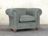 Jasper Chesterfield Chair In Ash Soft 'n' Easy Leather
