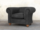 Jasper Chesterfield Chair In Charcoal Soft 'n' Easy Leather