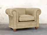 Jasper Chesterfield Chair In Oyster Soft 'n' Easy Leather