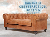 Lenny 3 Seat Chesterfield Sofa In Butterscotch Rustic Leather