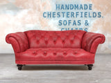 Oskar 2 Seat Chesterfield Sofa In Red Rustic Leather