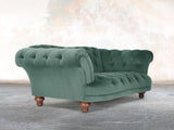 Oskar 2 Seat Chesterfield Sofa In Aqua Lush Velvet