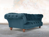 Oskar 2 Seat Chesterfield Sofa In Blue Lush Velvet
