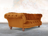 Oskar 2 Seat Chesterfield Sofa In Burnt Orange Lush Velvet