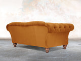 Oskar 2 Seat Chesterfield Sofa In Burnt Orange Lush Velvet