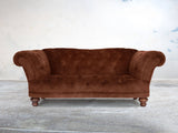 Oskar 2 Seat Chesterfield Sofa In Burnt Umber Vintage Velvet