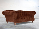 Oskar 2 Seat Chesterfield Sofa In Burnt Umber Vintage Velvet