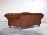 Oskar 2 Seat Chesterfield Sofa In Burnt Umber Vintage Velvet