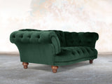 Oskar 2 Seat Chesterfield Sofa In Dark Green Lush Velvet