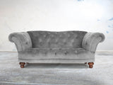 Oskar 2 Seat Chesterfield Sofa In Dove Vintage Velvet