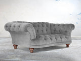 Oskar 2 Seat Chesterfield Sofa In Dove Vintage Velvet
