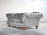 Oskar 2 Seat Chesterfield Sofa In Dove Vintage Velvet
