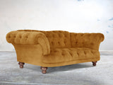 Oskar 2 Seat Chesterfield Sofa In Gold Vintage Velvet