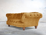 Oskar 2 Seat Chesterfield Sofa In Gold Vintage Velvet