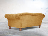 Oskar 2 Seat Chesterfield Sofa In Gold Vintage Velvet
