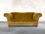 Oskar 2 Seat Chesterfield Sofa In Golden Lush Velvet