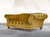 Oskar 2 Seat Chesterfield Sofa In Golden Lush Velvet