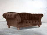 Oskar 2 Seat Chesterfield Sofa In Hickory Vintage Velvet