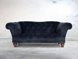 Oskar 2 Seat Chesterfield Sofa In Indigo Vintage Velvet