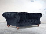 Oskar 2 Seat Chesterfield Sofa In Indigo Vintage Velvet