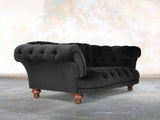 Oskar 2 Seat Chesterfield Sofa In Jet Black Lush Velvet