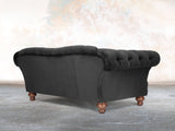 Oskar 2 Seat Chesterfield Sofa In Jet Black Lush Velvet