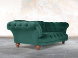 Oskar 2 Seat Chesterfield Sofa In Kingfisher Lush Velvet