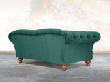 Oskar 2 Seat Chesterfield Sofa In Kingfisher Lush Velvet