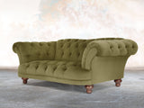 Oskar 2 Seat Chesterfield Sofa In Moss Lush Velvet