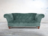 Oskar 2 Seat Chesterfield Sofa In Ocean Storm Vintage Velvet