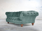 Oskar 2 Seat Chesterfield Sofa In Ocean Storm Vintage Velvet